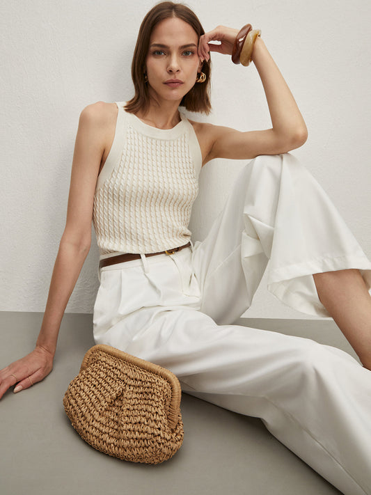 Düz Yuvarlak Yaka Kazak Yelek