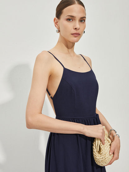 Pamuklu Sırtı Açık Atlet Elbise