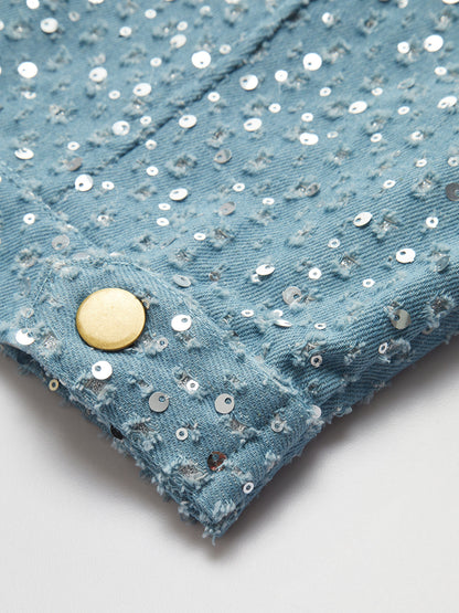 Payetler Dekorlu Kısa Ceket