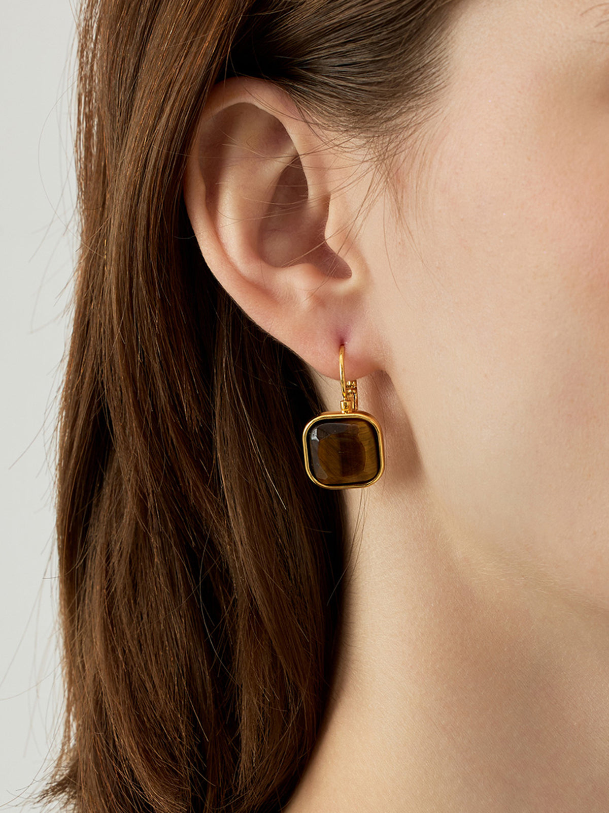 Vintage Kare Fransız Kanca Küpeler