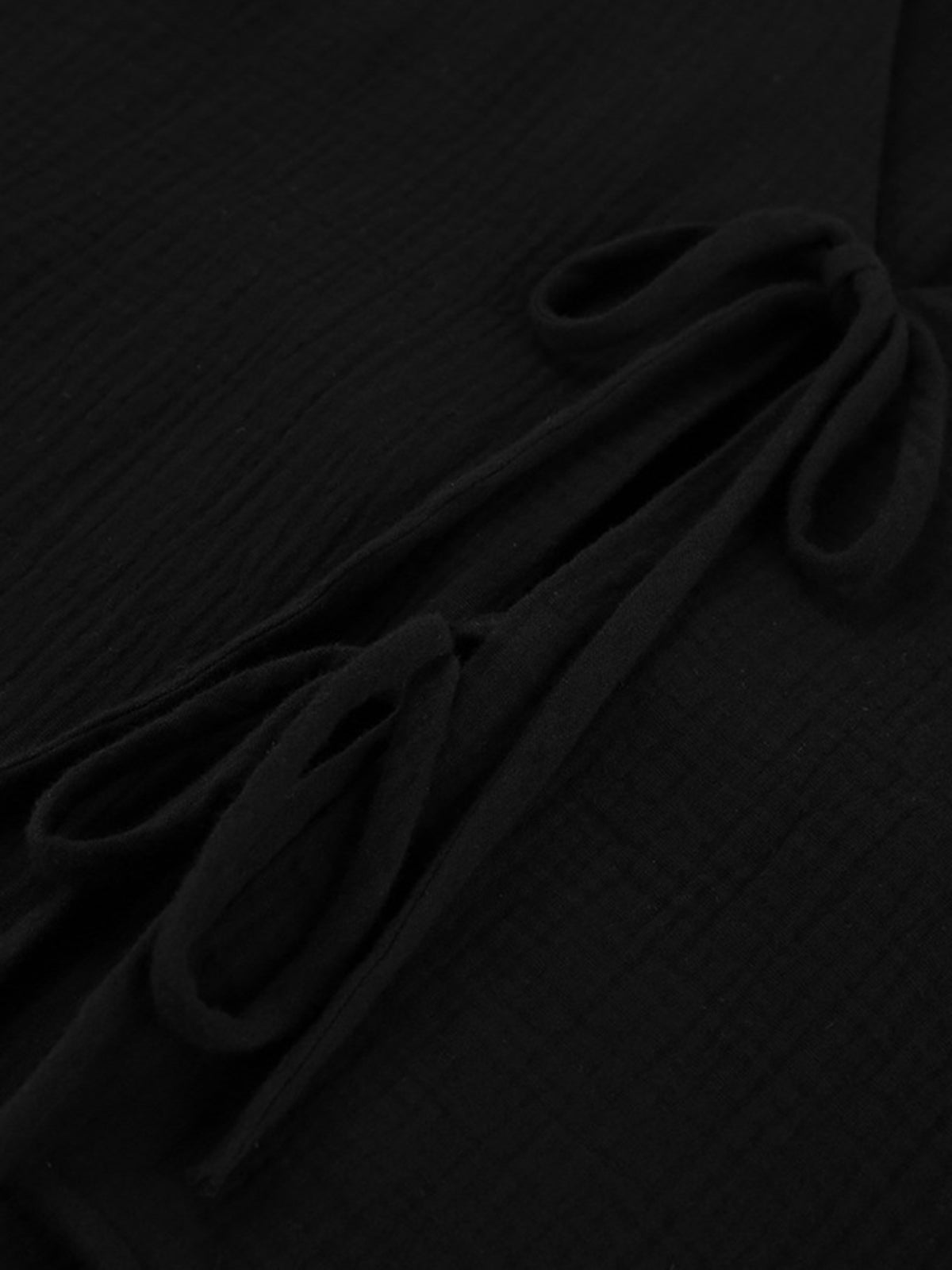 Pamuklu Önden Bağlamalı Uzun Kollu Şort Takımı