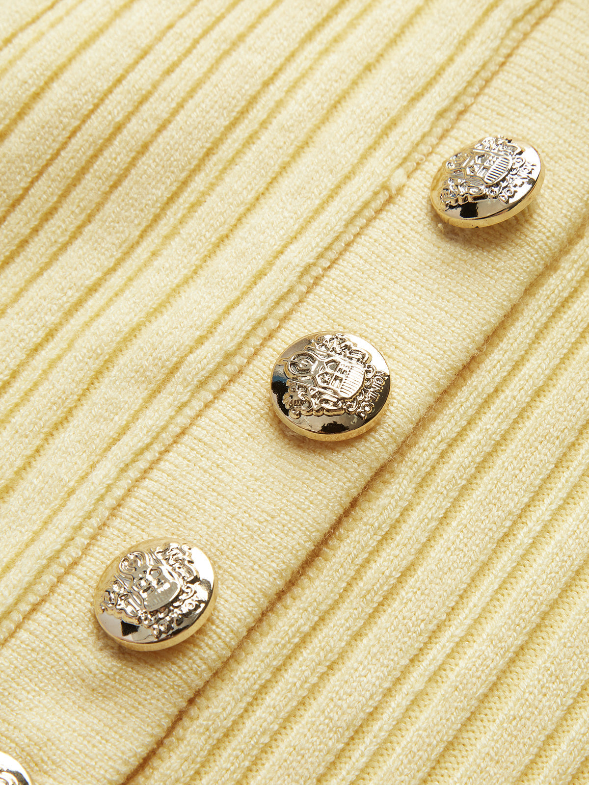 Metal Düğmeli Slim Fit Yaka Kısa Örme Elbise