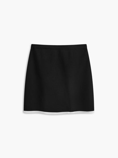 Önü Düğmeli Kontrast Bağlamalı Kolsuz Etek Takımı