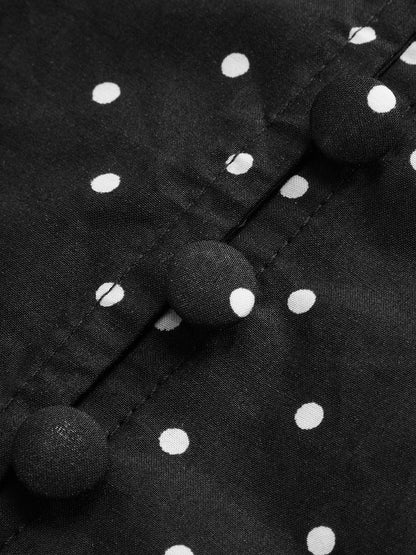 Polka Dot Düğümlü Sırtlı Kısa Elbise