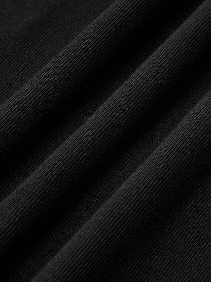 Kaburgalı Kontrast Fiyonklu Uzun Elbise