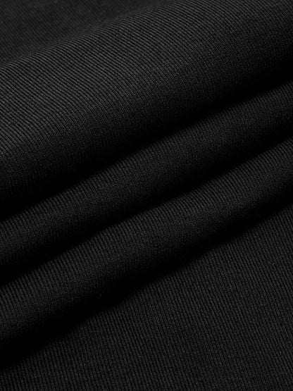 Kaburgalı Kontrast Fiyonklu Uzun Elbise