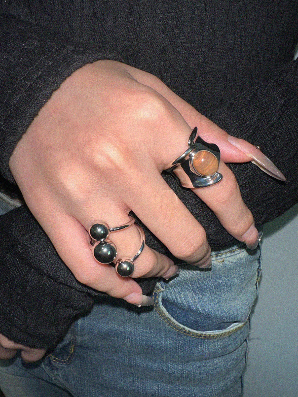 1 Adet Gümüş Top Açık Yüzük