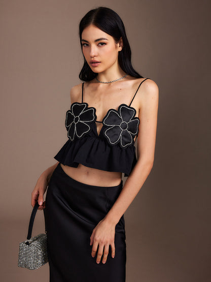 Çiçekli Sırtı Açık Volanlı Atlet