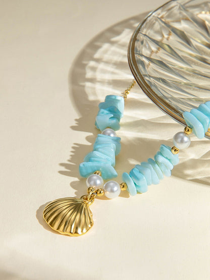 Nane Yeşili İnci Kabuk Kolye