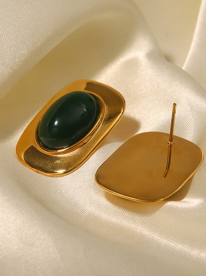 Vintage Kedi Gözü Taşlı Küpeler