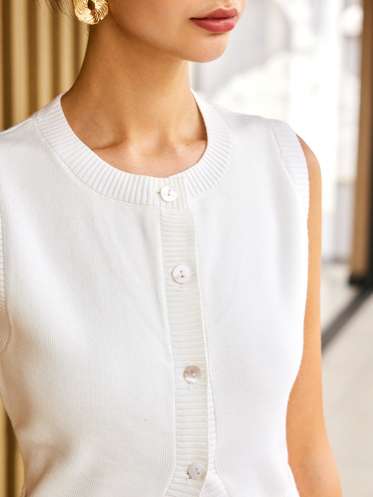 Yün Karışımlı Örme Düğmeli Etek Takımı