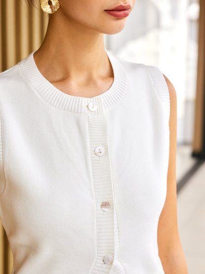 Yün Karışımlı Örme Düğmeli Etek Takımı