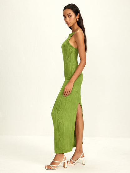 Ribbed Split Bodycon Atlet Elbise