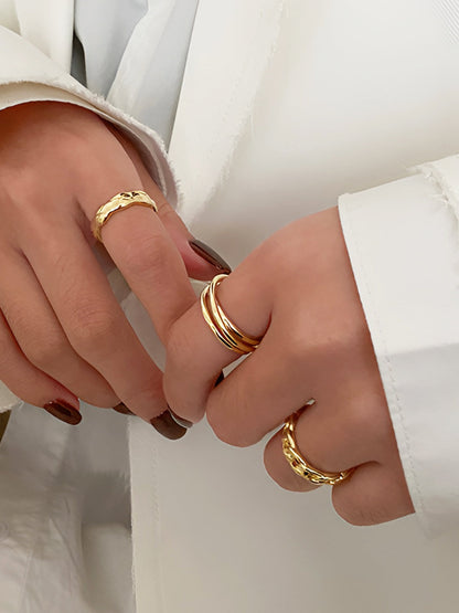 3 Adet Altın Tünel Bükülmüş Halka Yüzük