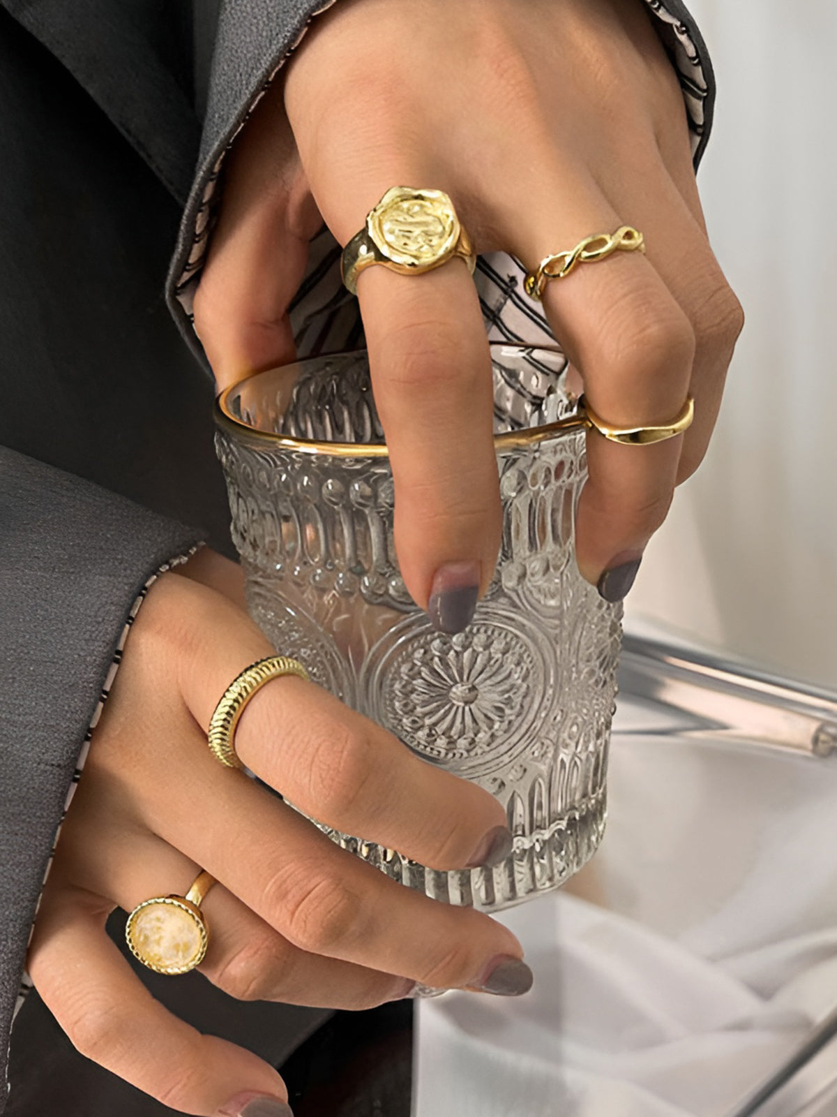 5 Adet Üst Sınıf Altın Halka Yüzük