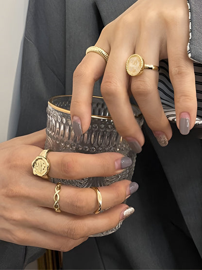 5 Adet Üst Sınıf Altın Halka Yüzük