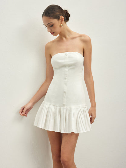 Pamuk Karışımlı Pileli Balon Tüp Elbise