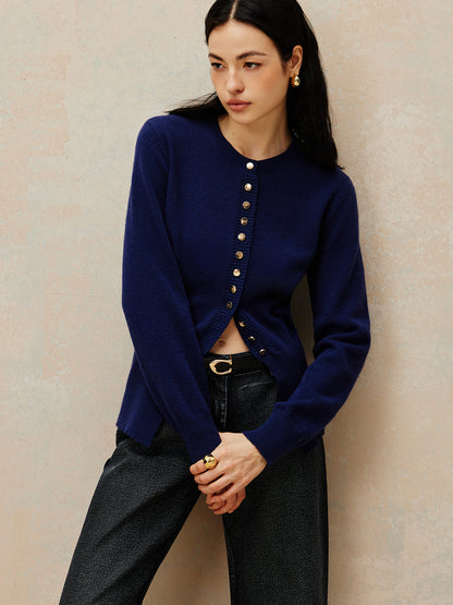 Yuvarlak Yaka Göğüslü Jersey Hırka