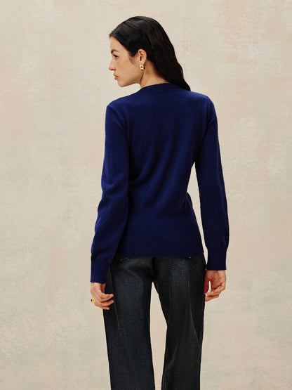 Yuvarlak Yaka Göğüslü Jersey Hırka