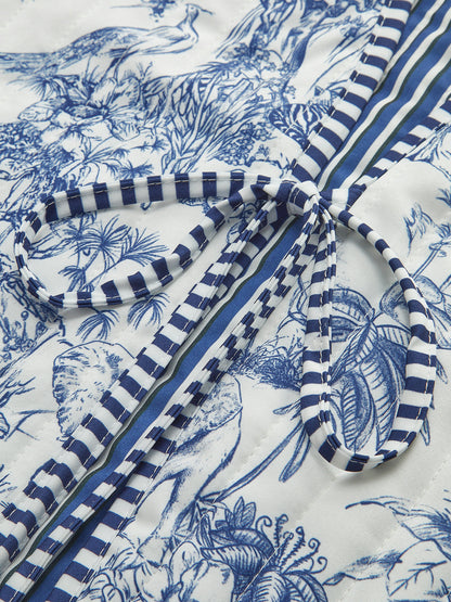 Kontrast Kenarlı Baskılı Kravat Yelek