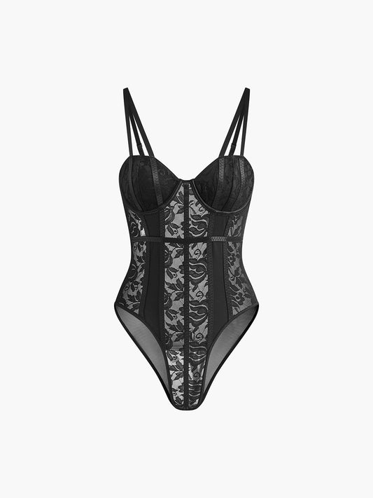 Dantel Şeffaf Sevgiliye Korse Bodysuit