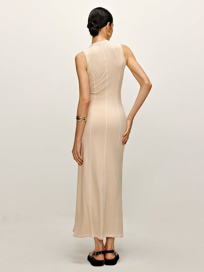 Kontrast Şeritli Örgü Tank Elbise