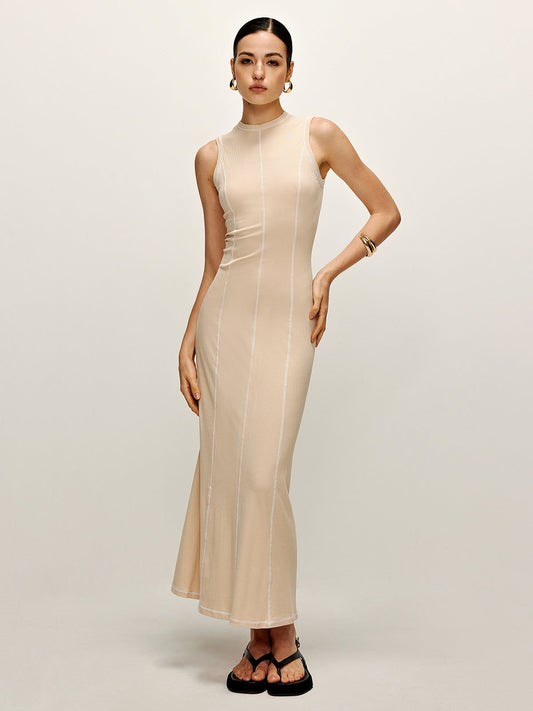 Kontrast Şeritli Örgü Tank Elbise