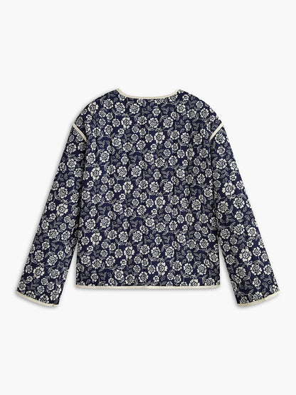 Çiçek Baskılı Cepli Kışlık Mont