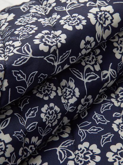 Çiçek Baskılı Cepli Kışlık Mont