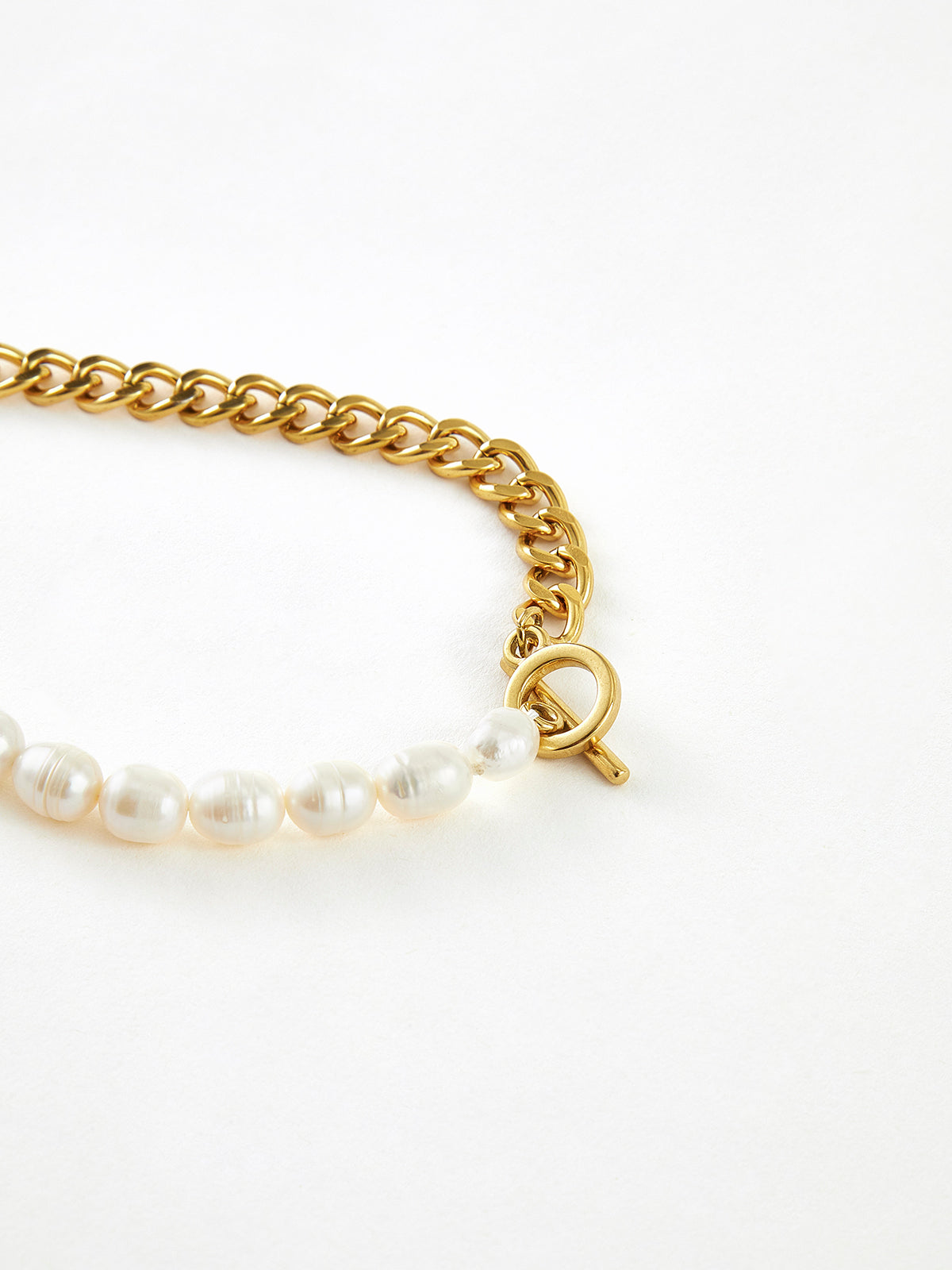 İnci Kalın Zincirli Kement Kolye