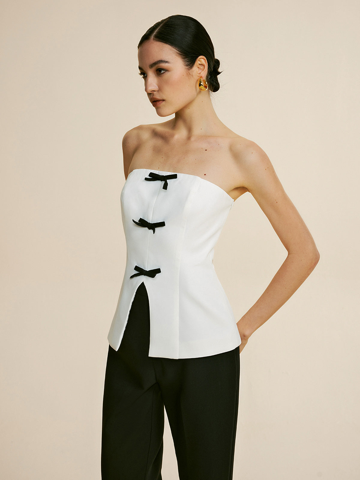 Fiyonklu Dekor Bölünmüş Tüp Üst