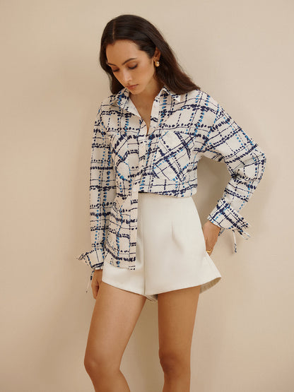 Büyük Boy Yaka Ekose Baskılı Cepli Gömlek
