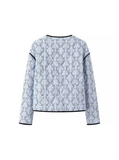 Kontrast Kenar Baskılı Düğmeli Kışlık Mont