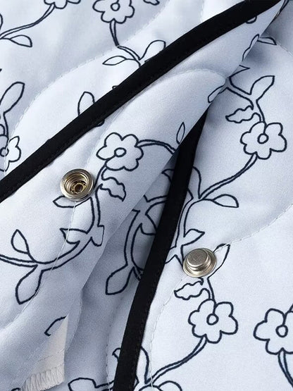 Kontrast Kenar Baskılı Düğmeli Kışlık Mont