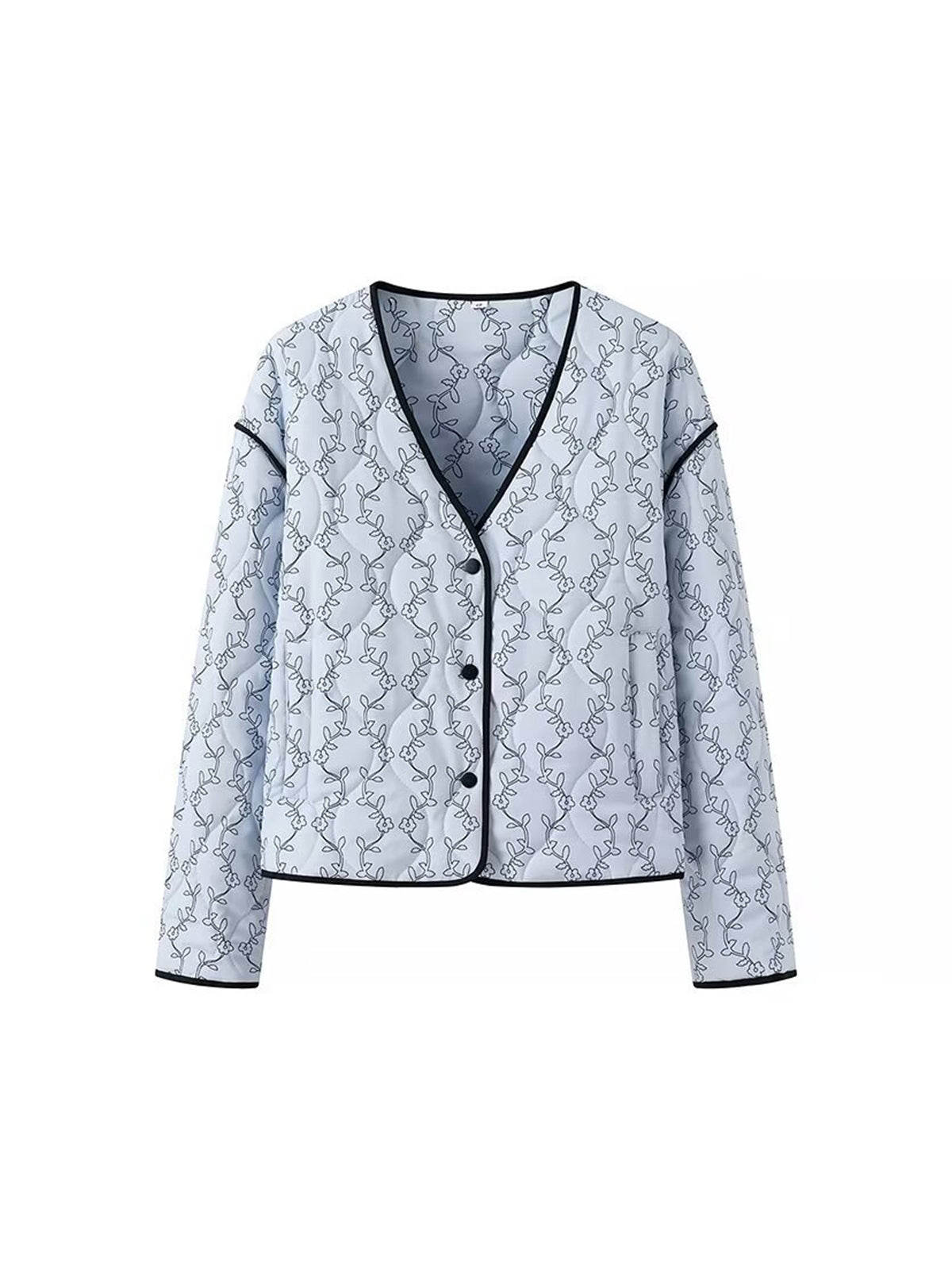 Kontrast Kenar Baskılı Düğmeli Kışlık Mont