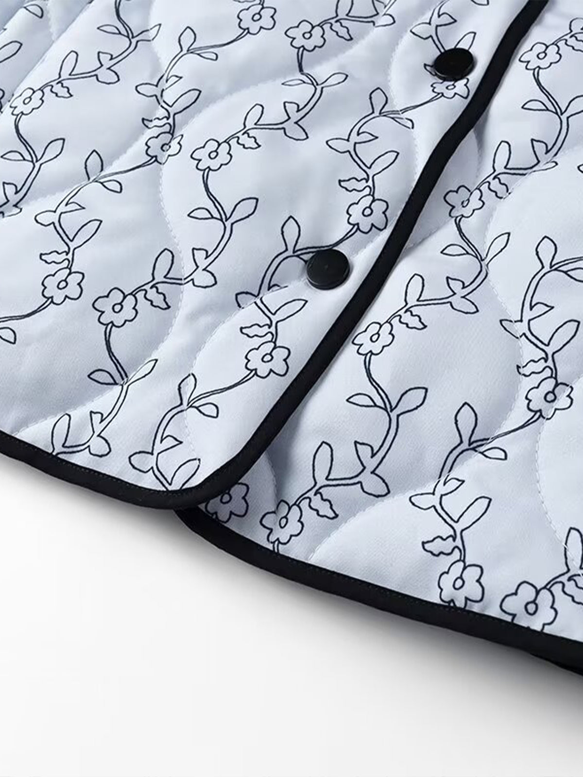 Kontrast Kenar Baskılı Düğmeli Kışlık Mont