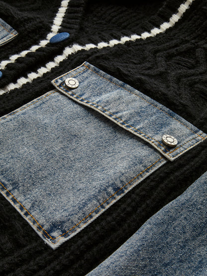 Yün Karışımlı Renk Bloklu Hırka