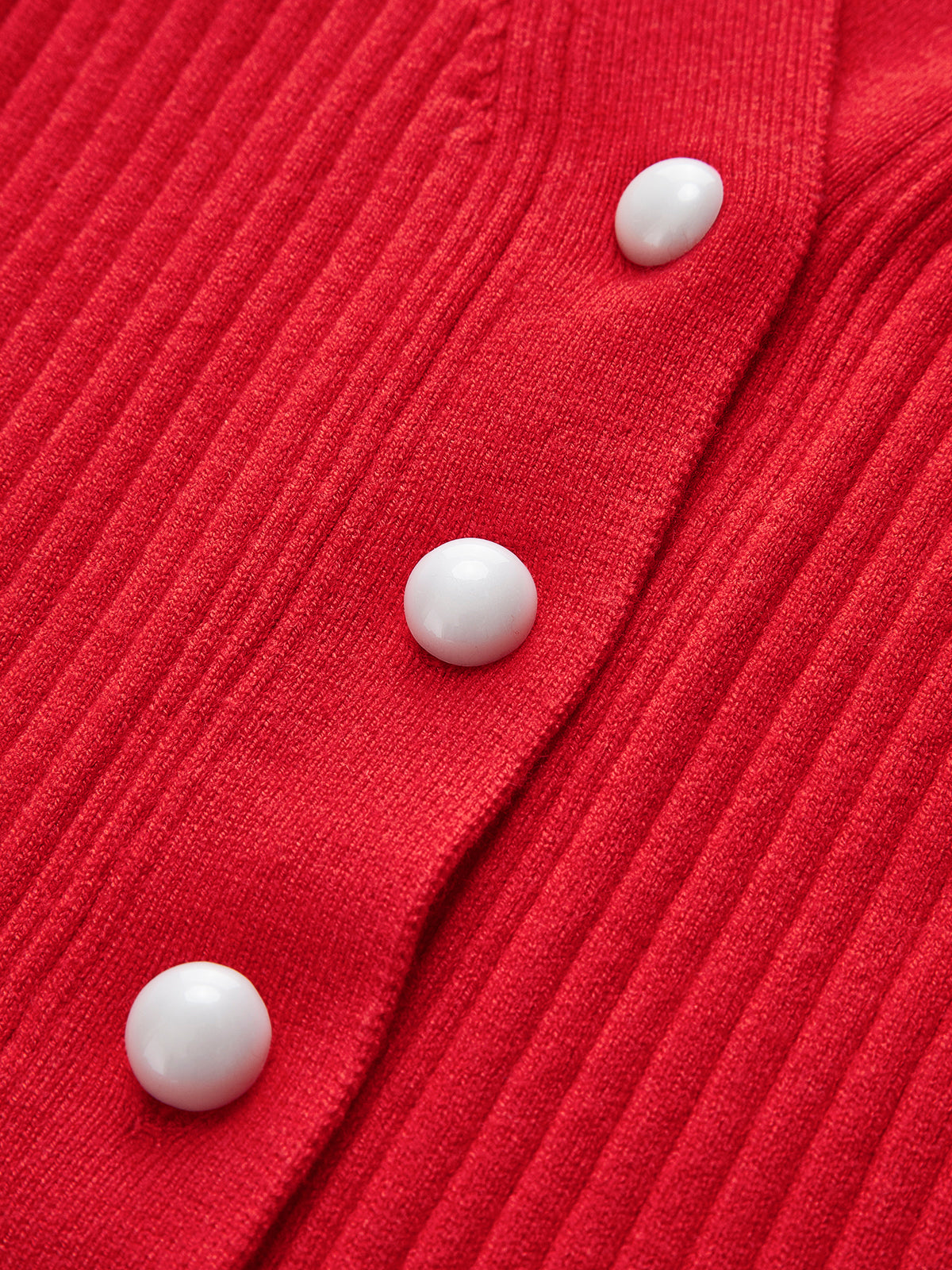 Fırfırlı İnci Düğmeli Uzun Kollu Hırka