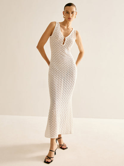 Metal Detaylı İçi Boş Kazak Tank Elbise