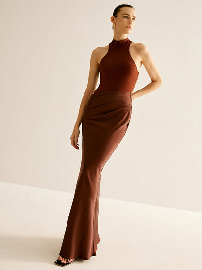 Kesik Panelli Seksi İnce Elbise