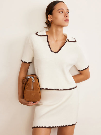 Kontrast Kesim V Yaka Polo Örgü Üst