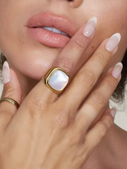 Kare Deniz Kabuğu Mühür Yüzüğü