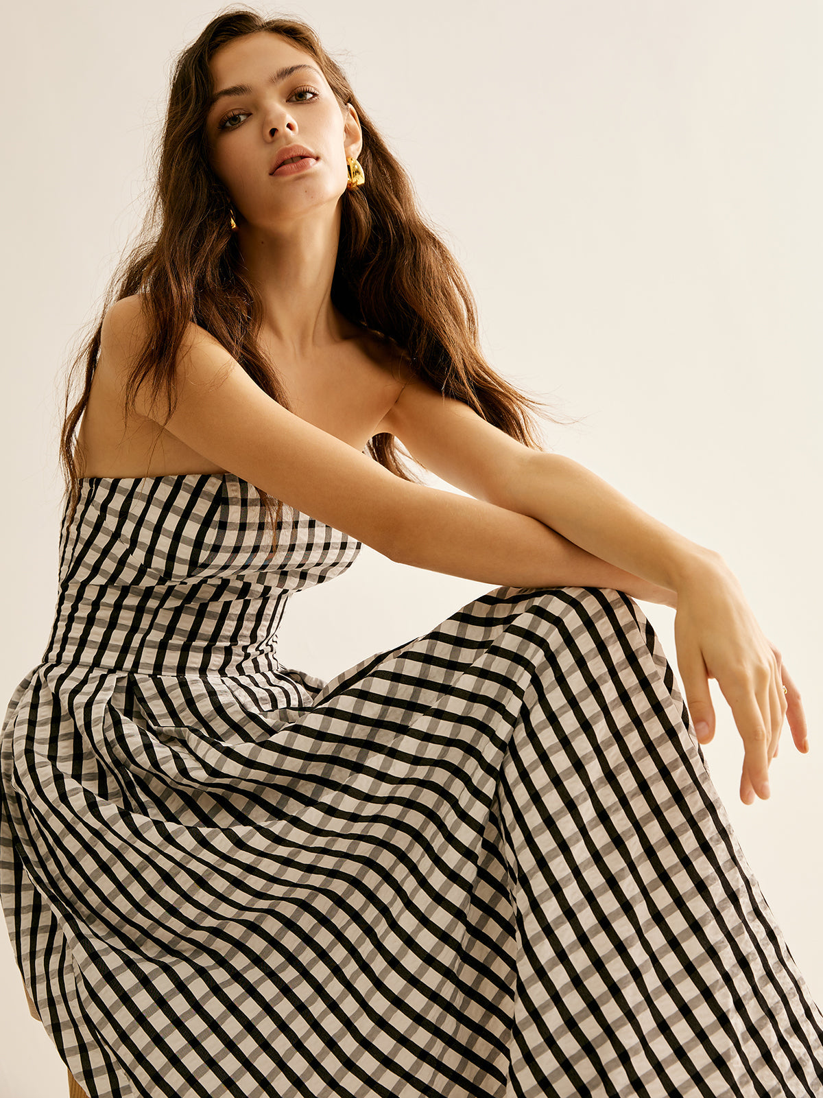 Ekose Tüp Uzun Elbise