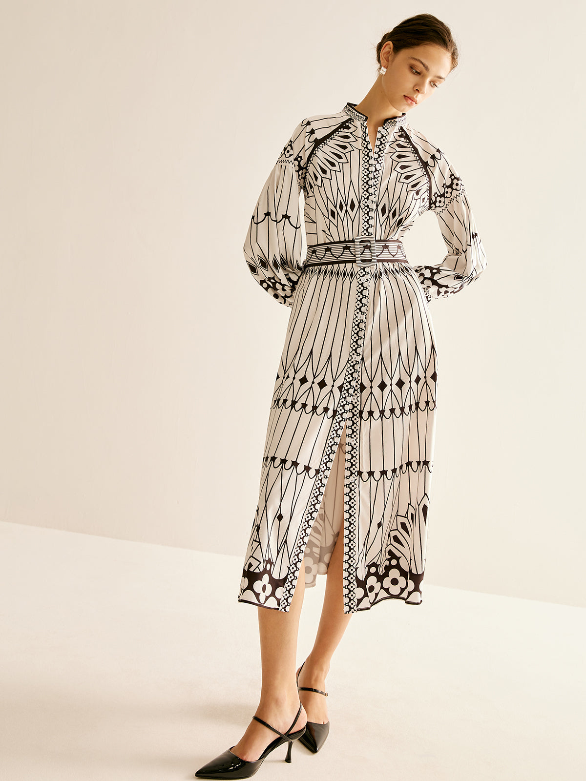 Bohem Dik Yaka Yırtık Elbise