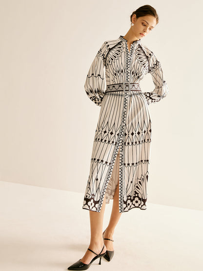 Bohem Dik Yaka Yırtık Elbise