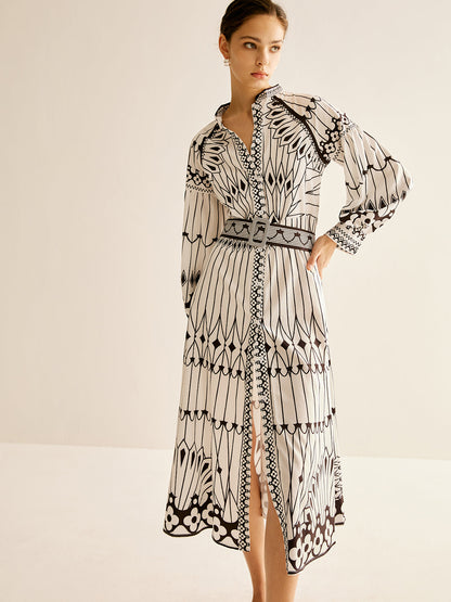 Bohem Dik Yaka Yırtık Elbise