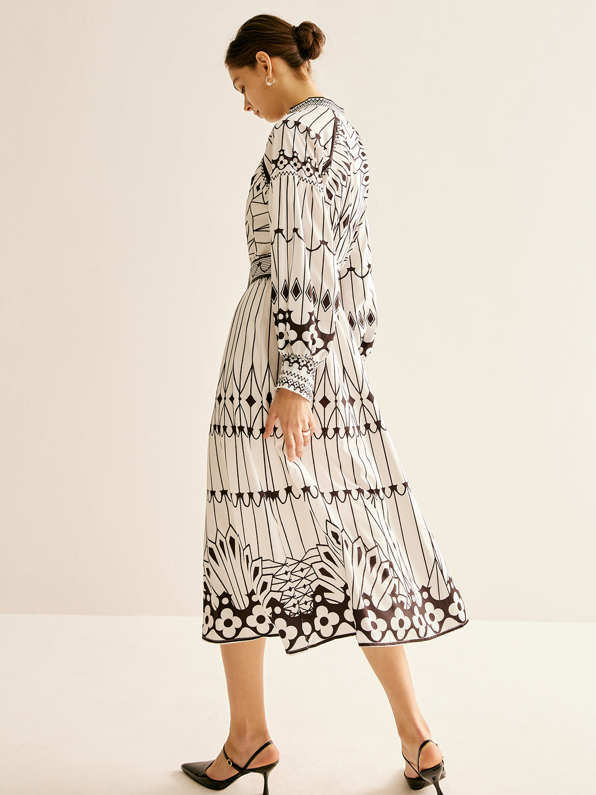 Bohem Dik Yaka Yırtık Elbise