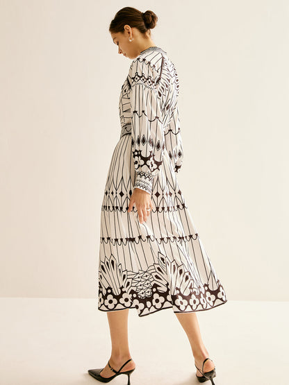 Bohem Dik Yaka Yırtık Elbise