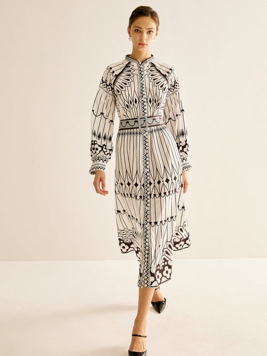 Bohem Dik Yaka Yırtık Elbise