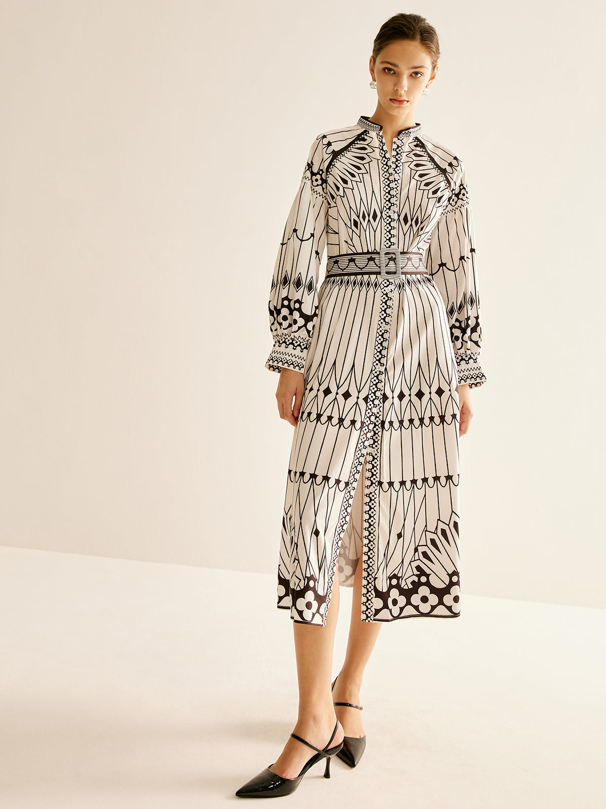 Bohem Dik Yaka Yırtık Elbise